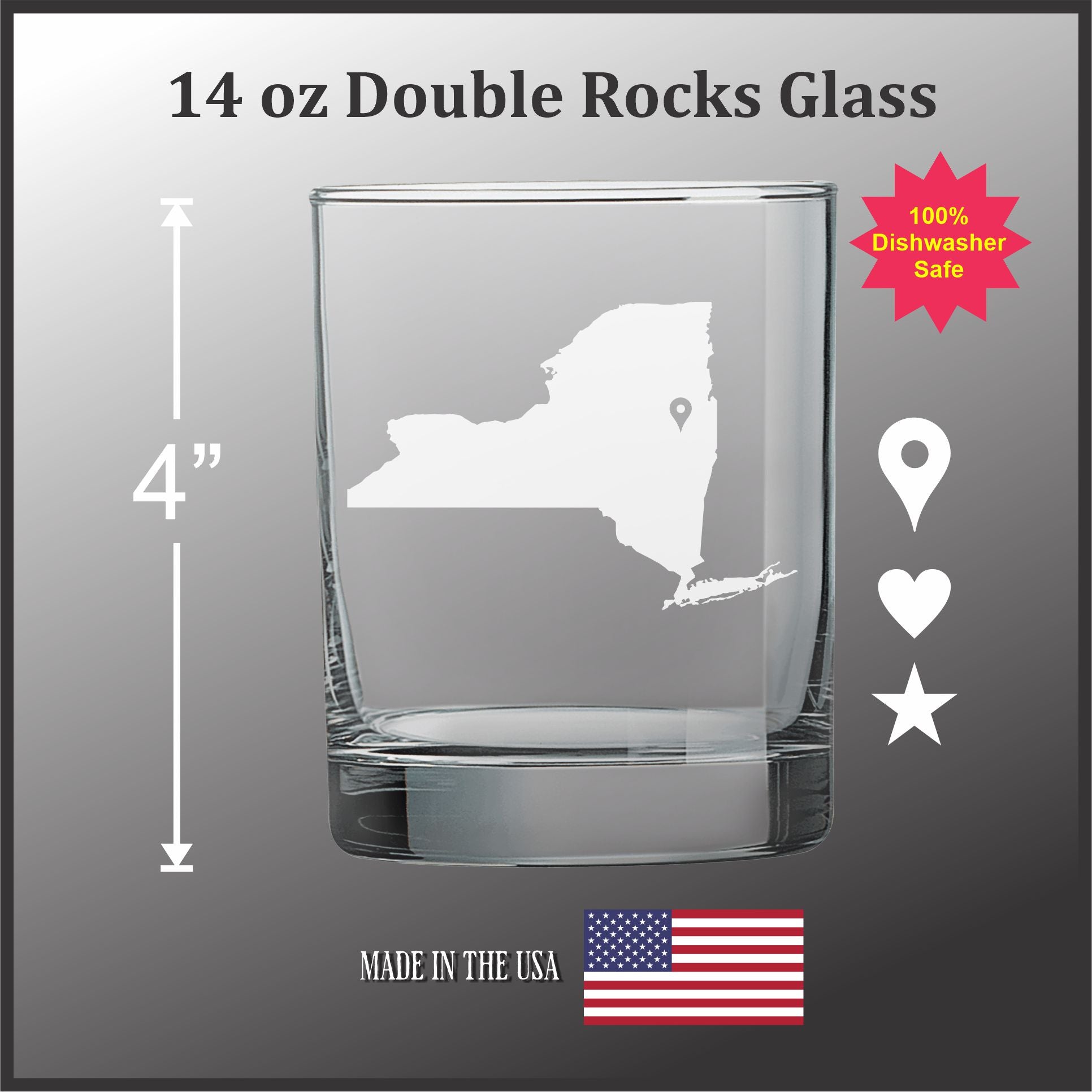 Your State with a marker 14 oz Double Old Fashioned