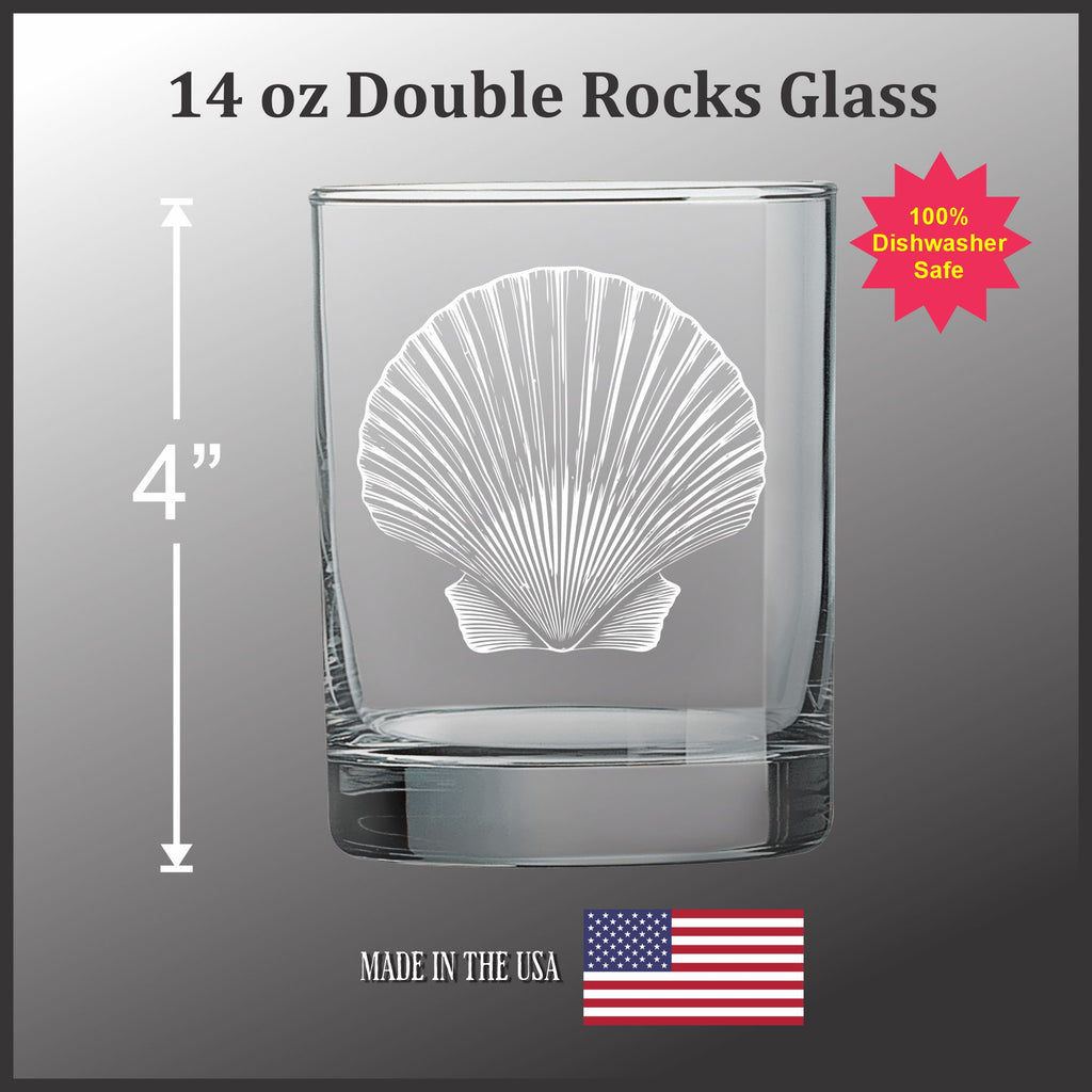 Scallop Shell - Customizable Etched 14 oz Double Old Fashioned