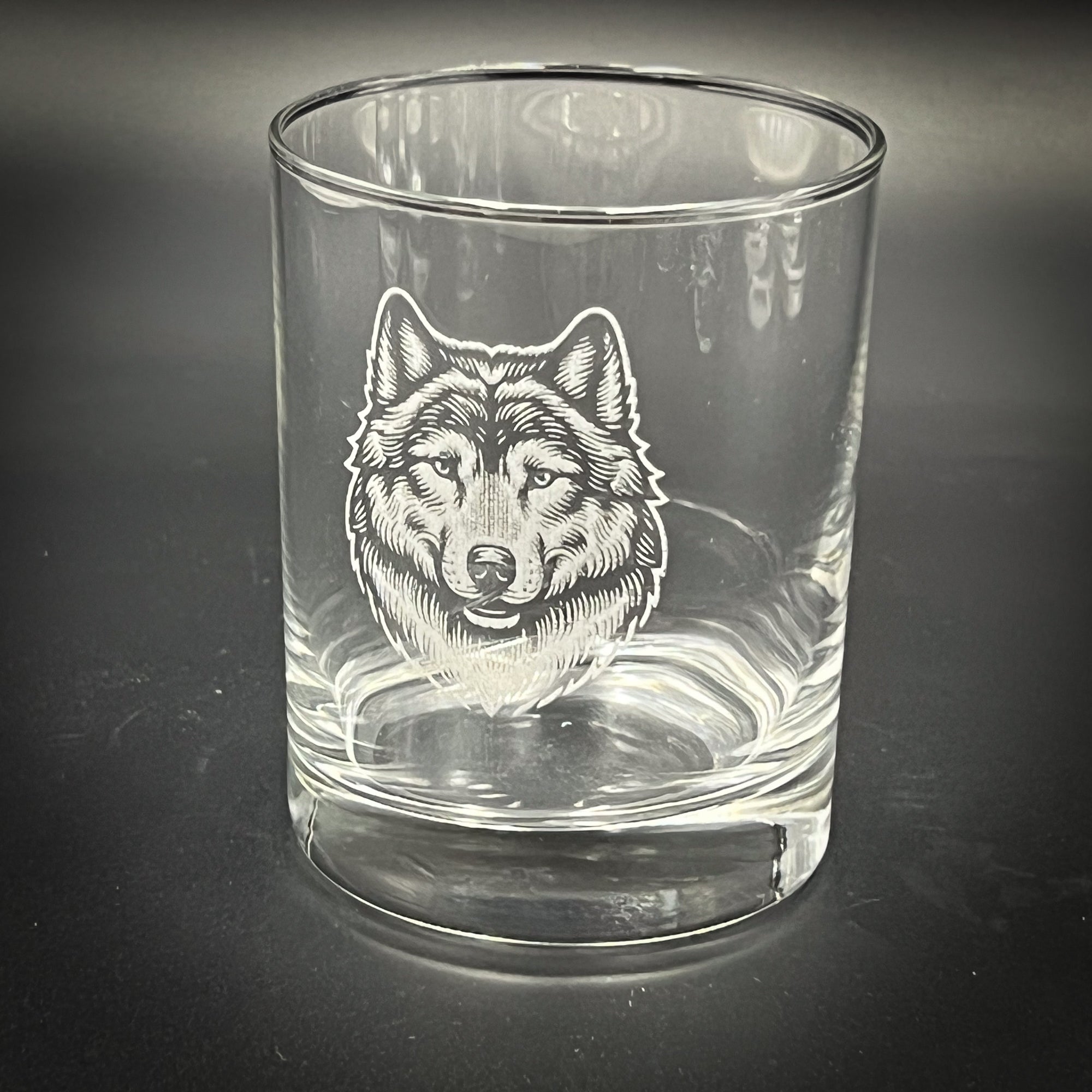 Wolf Head Double Old Fashioned Glass – 14 oz Etched Drinkware