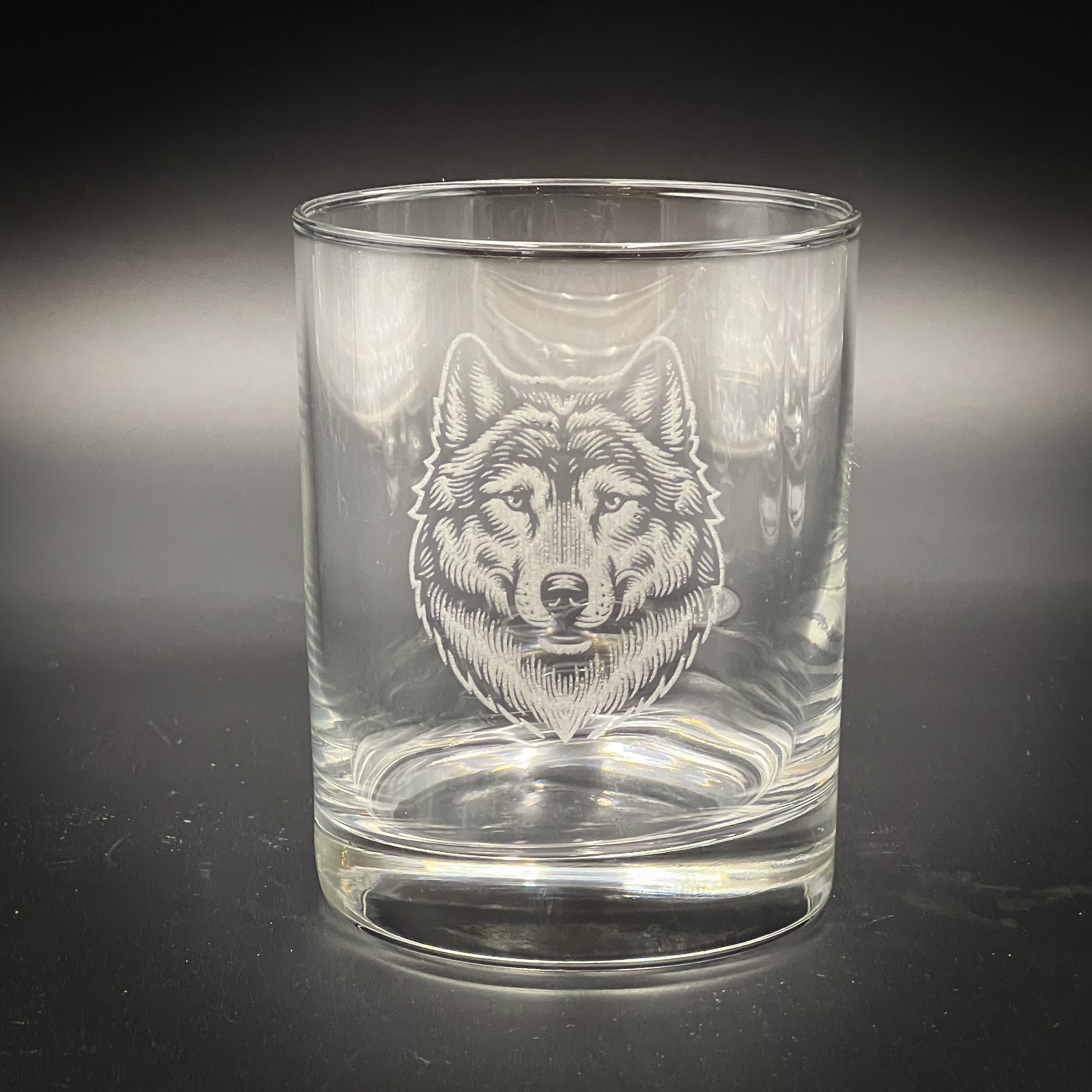 Wolf Head Double Old Fashioned Glass – 14 oz Etched Drinkware