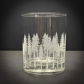 Pine Trees  full wrap engraved 14 oz Rocks Glass