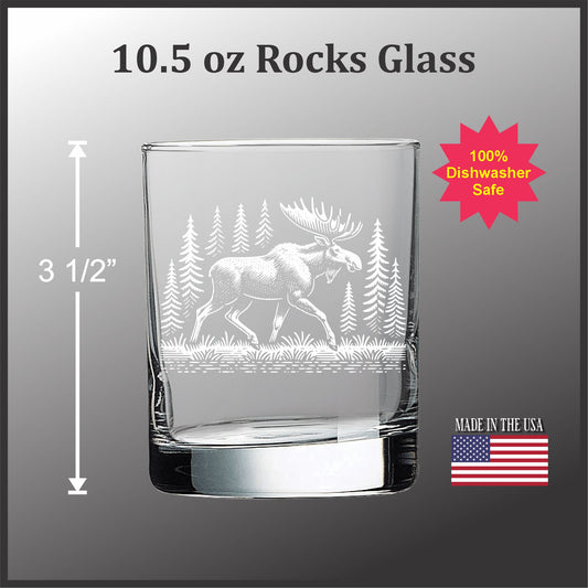 Moose in a Forest 10 oz Old Fashioned In Store Available