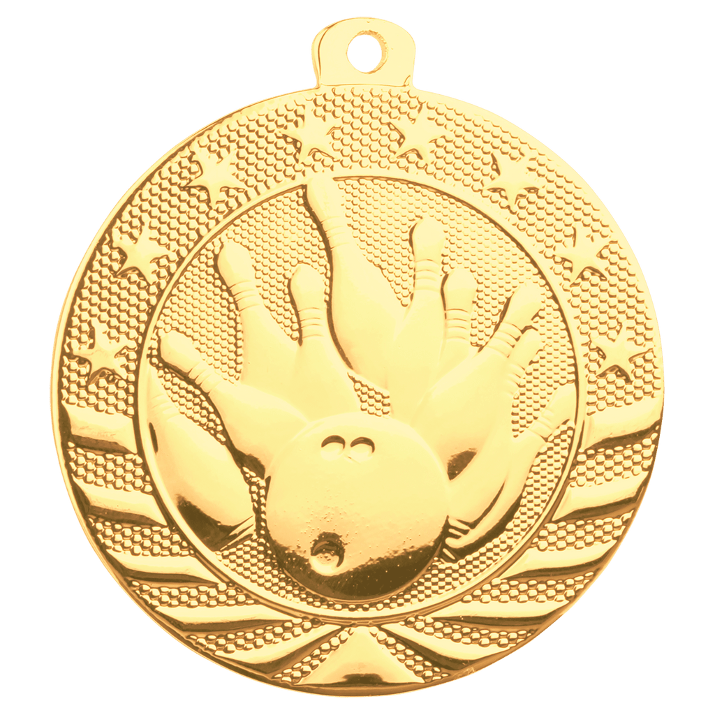 Bright Gold 2" Bowling Starbrite Medal