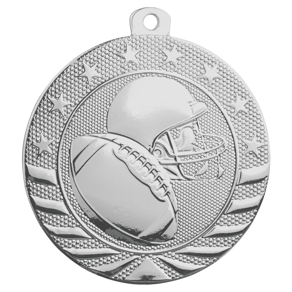 Bright Silver 2" Football Starbrite Medal