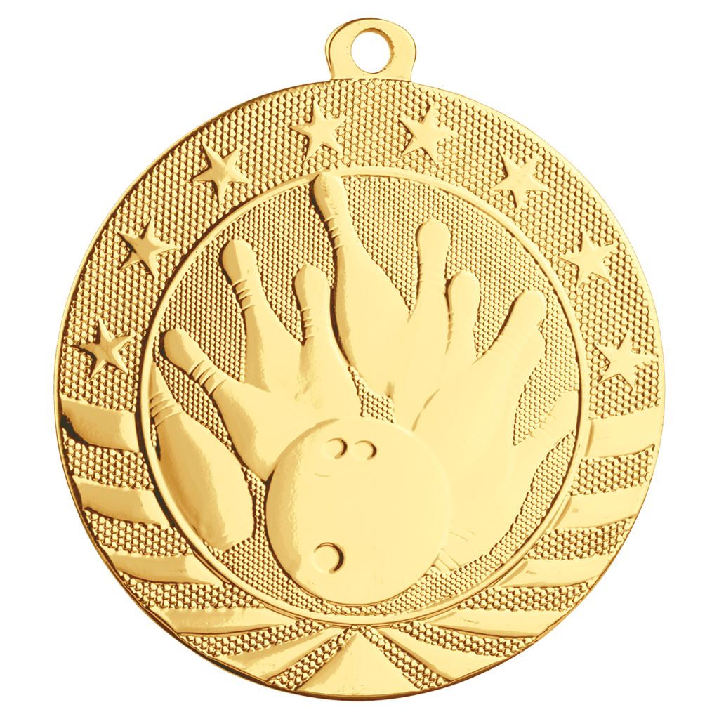 Bright Gold 2 3/4" Bowling Starbrite Medal
