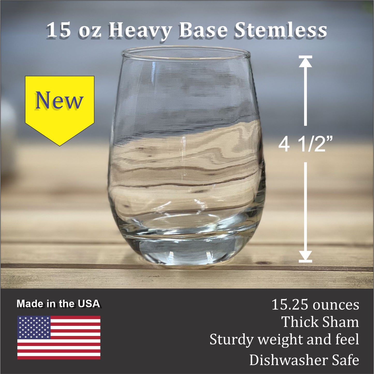 Moose - 15 oz Heavy Base Stemless Wine Glass