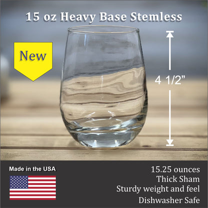 Moose - 15 oz Heavy Base Stemless Wine Glass
