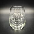 Bear Vintage Style - 15 oz Stemless Wine Glass