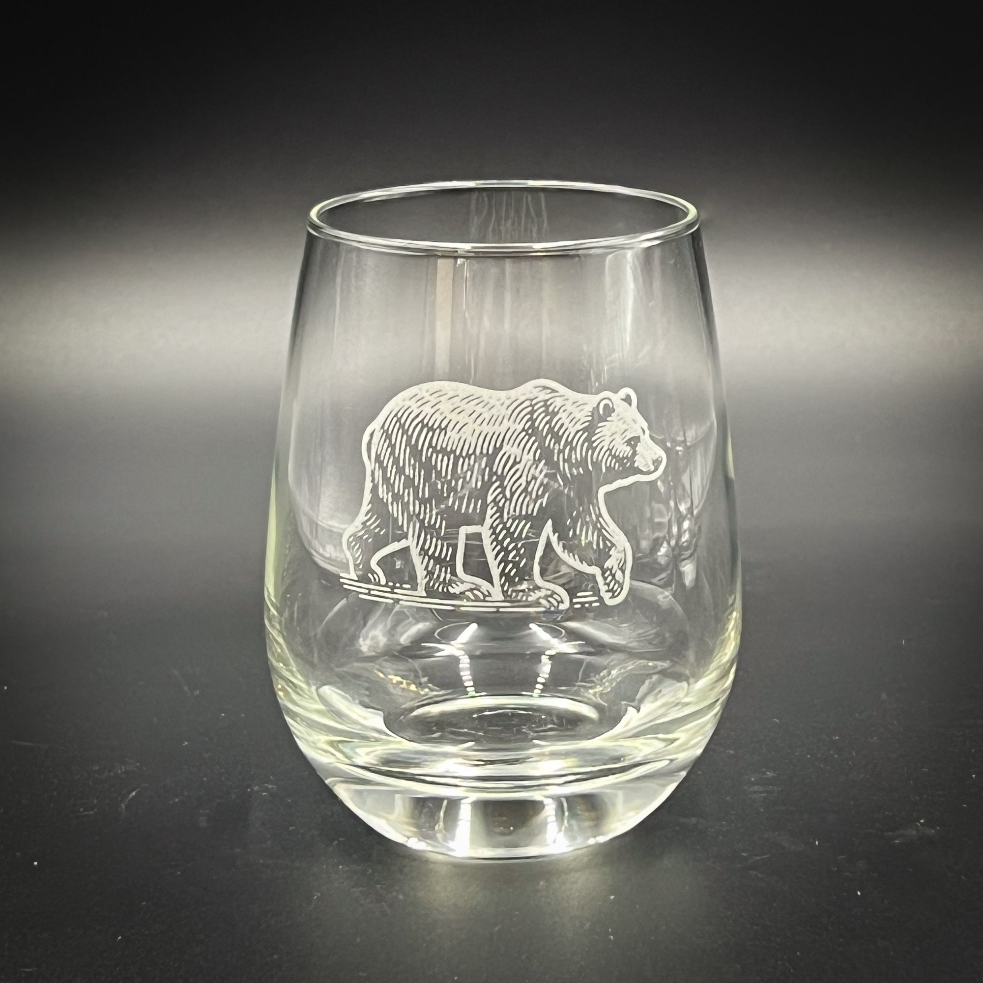Bear Vintage Style - 15 oz Stemless Wine Glass