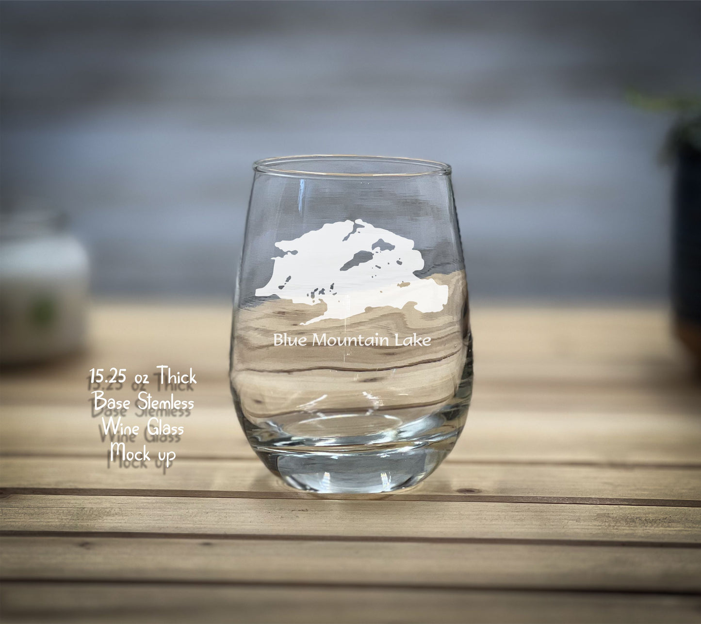 Blue Mountain Lake - Stemless Wine Glasses