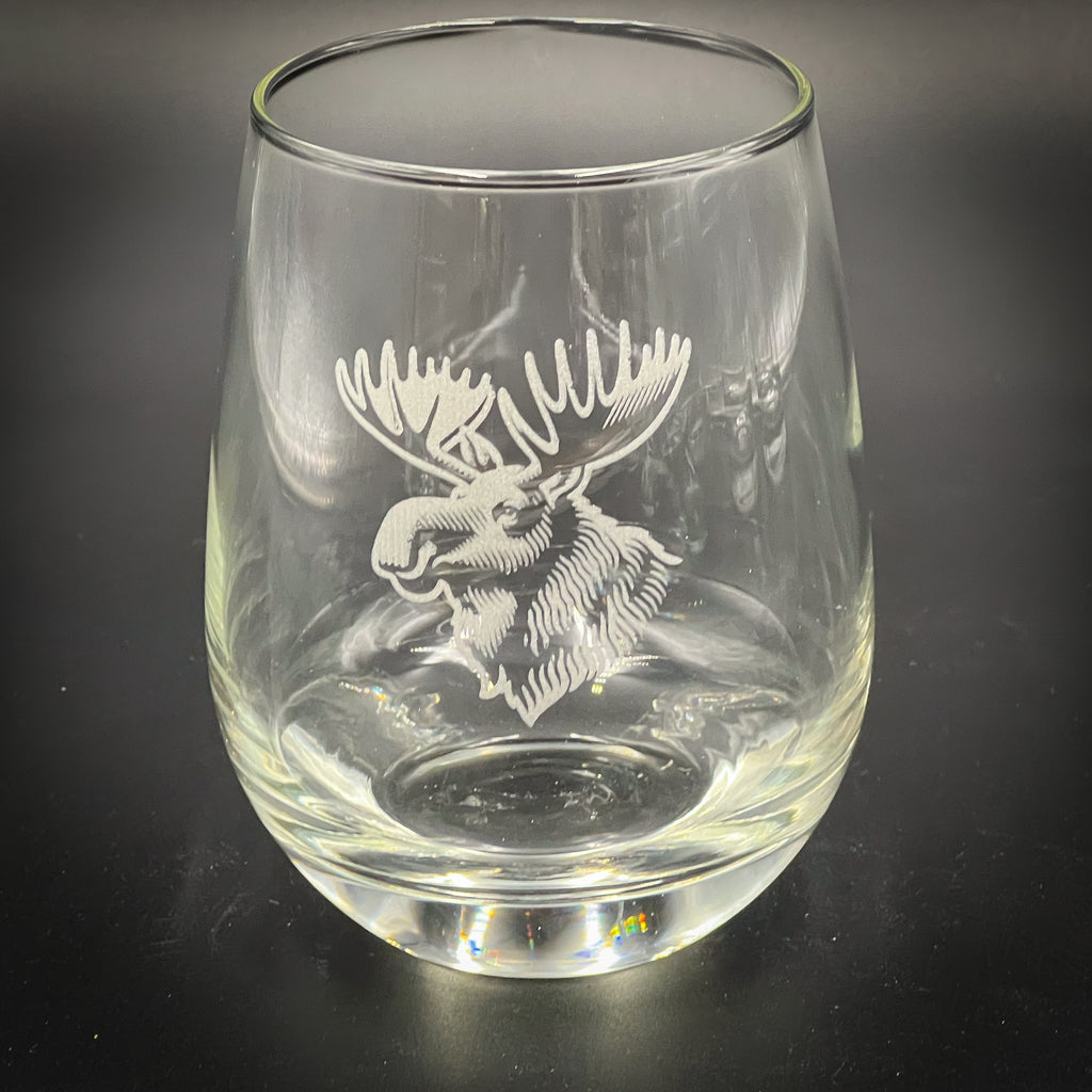 Moose Head 15 oz Stemless Wine Glass