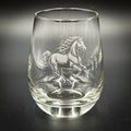 Horse Running - 15 oz Stemless Wine Glass
