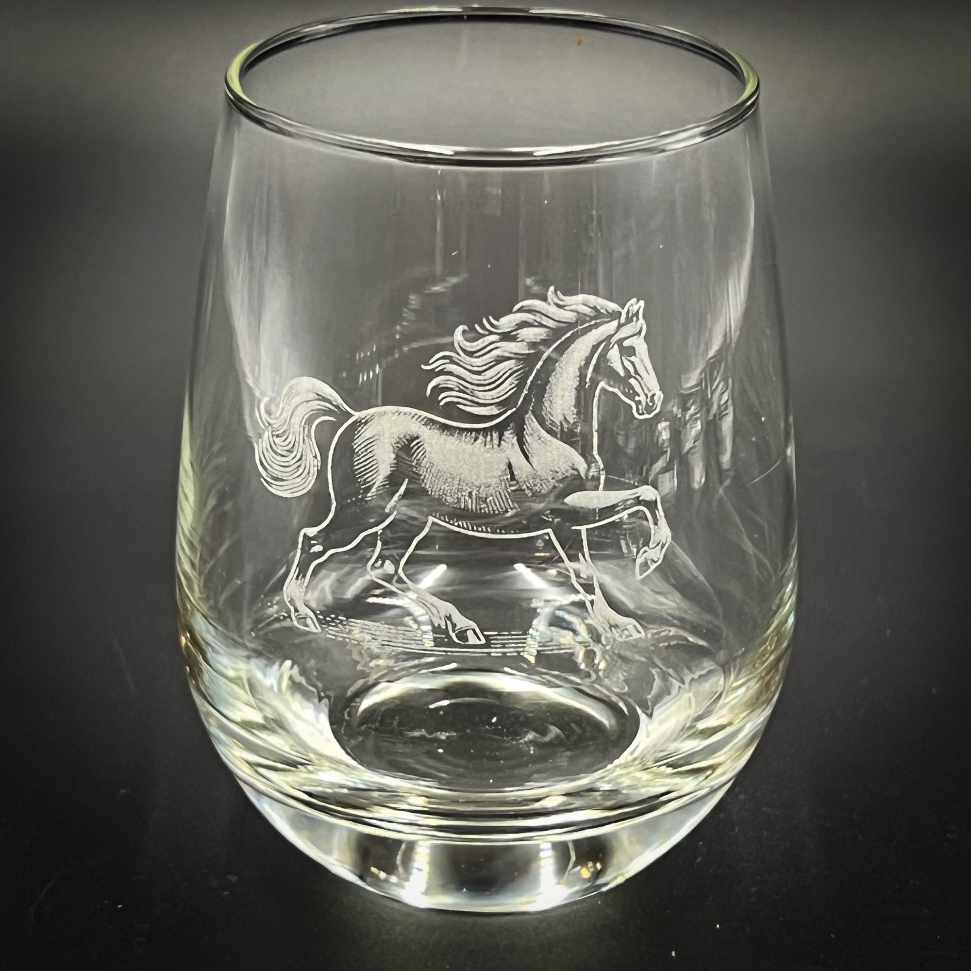 Horse Trotting - 15 oz Stemless Wine Glass