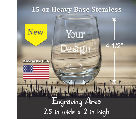 Get a Quote - Etched 15 oz Heavy Base Stemless Wine Glass