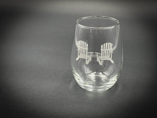 Adirondack Chairs - Etched 21 oz Stemless Wine Glass