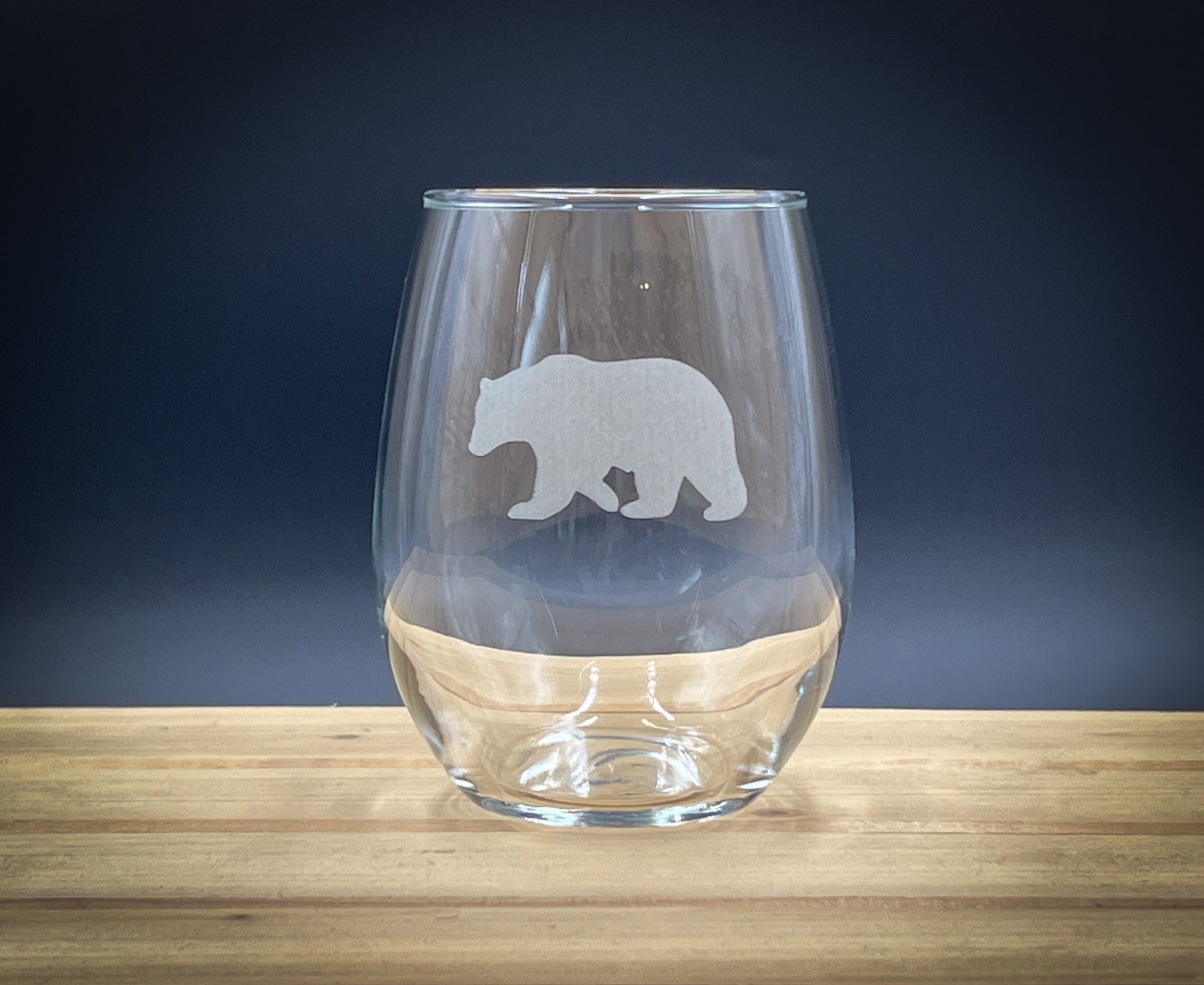 Bear - 15 oz Stemless Wine Glass