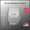Bear in a Forest - 15 oz Stemless Wine Glass