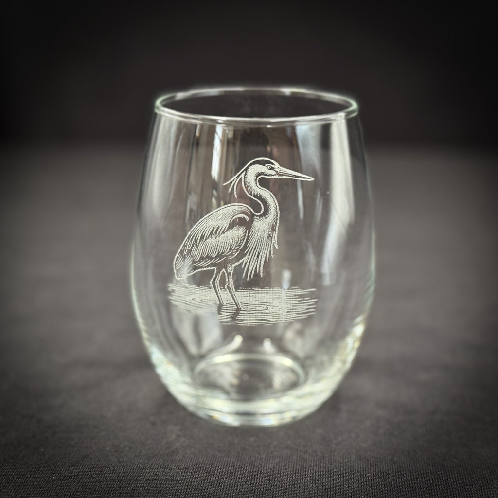 Blue Heron 15 oz Stemless Wine Glass