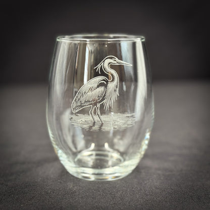 Blue Heron 15 oz Stemless Wine Glass