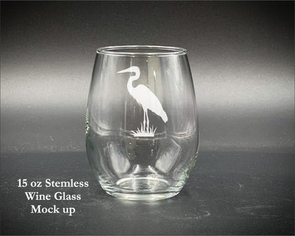 Blue Heron - Laser Engraved Glassware