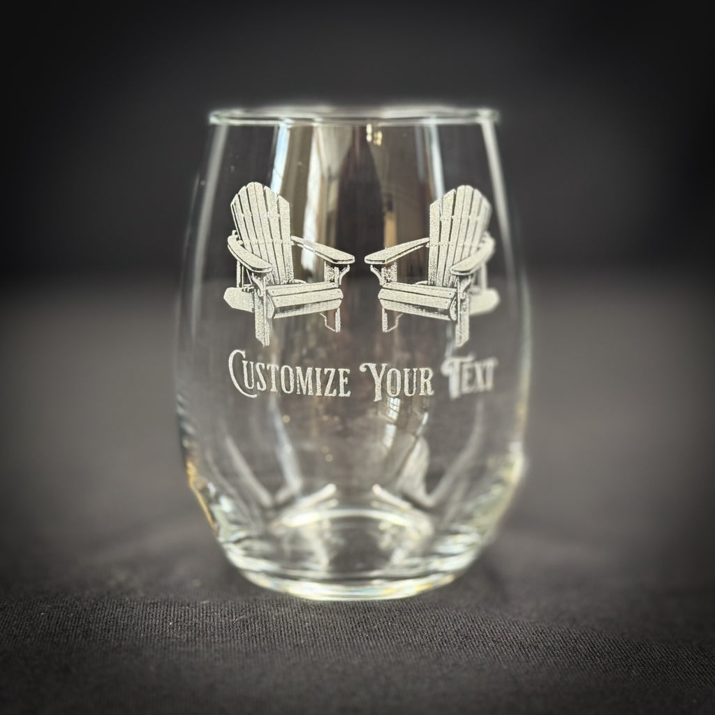 Adirondack Chairs Vintage 15 oz Stemless Wine Glass