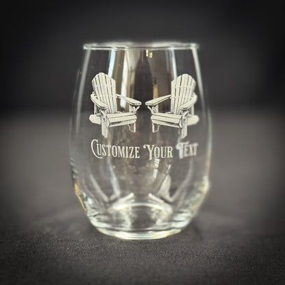 Adirondack Chairs Vintage 15 oz Stemless Wine Glass