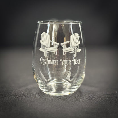 Adirondack Chairs Vintage 15 oz Stemless Wine Glass