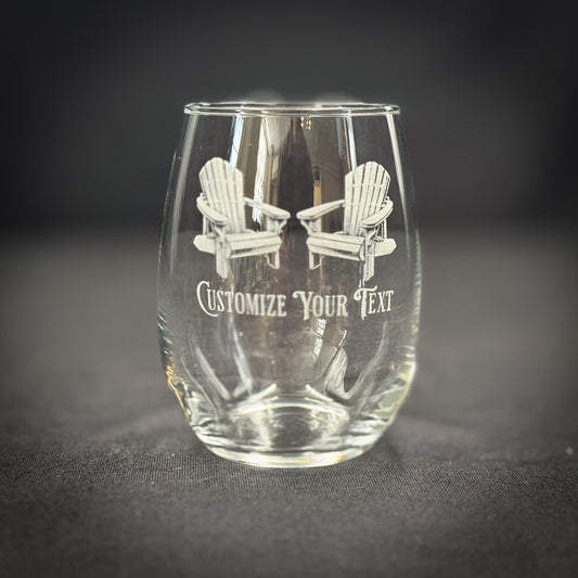 Adirondack Chairs Vintage 15 oz Stemless Wine Glass