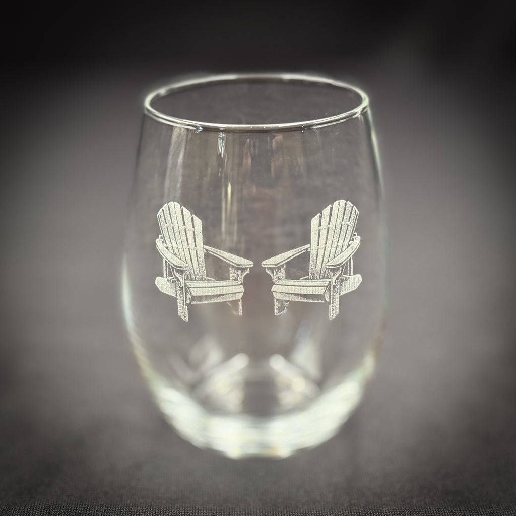 Adirondack Chairs Vintage 21 oz Stemless Wine Glass