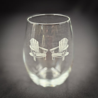 Adirondack Chairs Vintage 15 oz Stemless Wine Glass