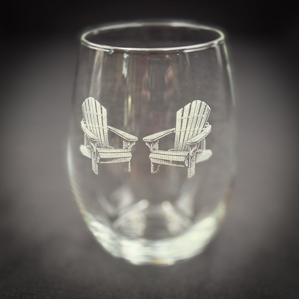 Adirondack Chairs Vintage 21 oz Stemless Wine Glass