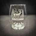 Deer in a Forest - 15 oz Stemless Wine Glass