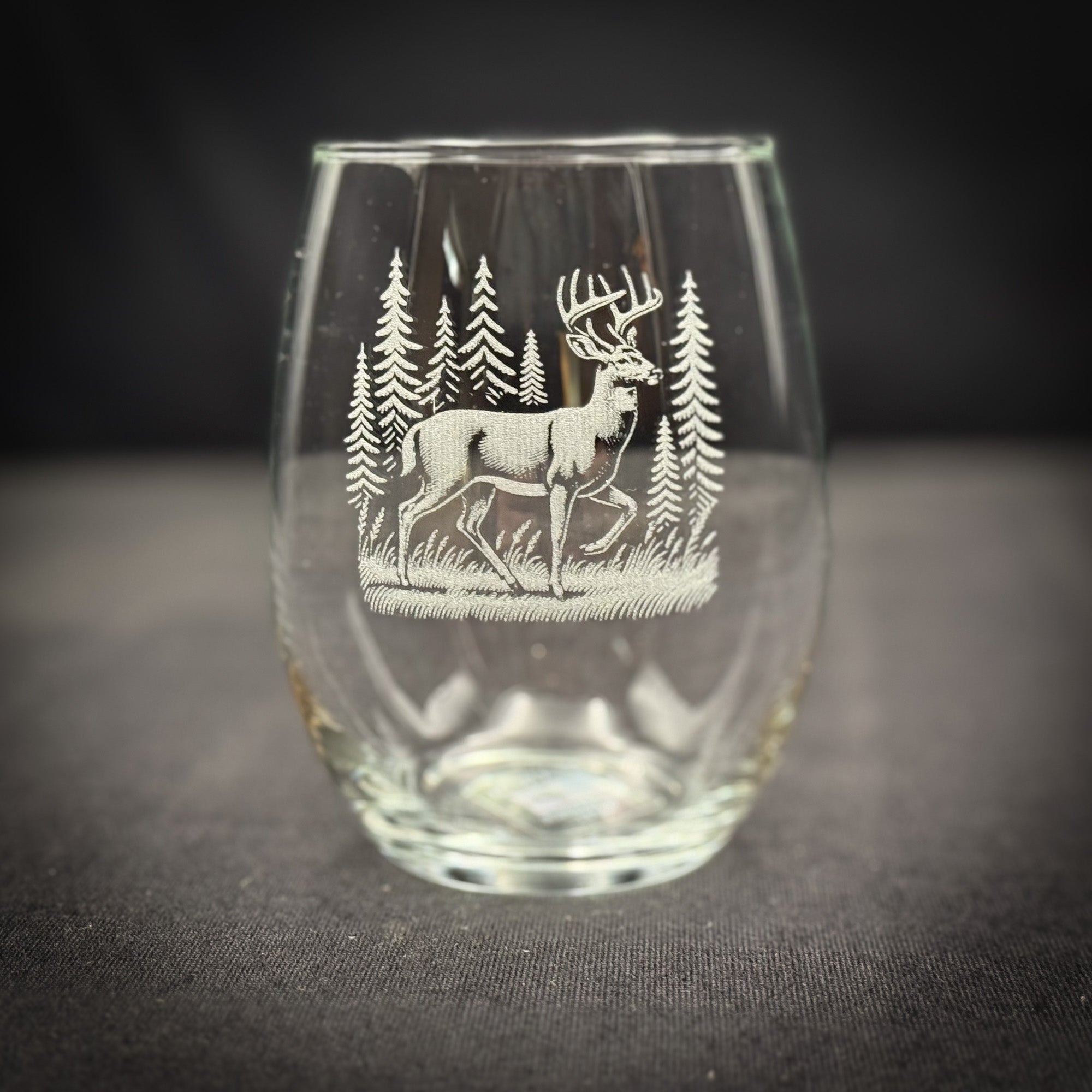 Deer in a Forest - 15 oz Stemless Wine Glass