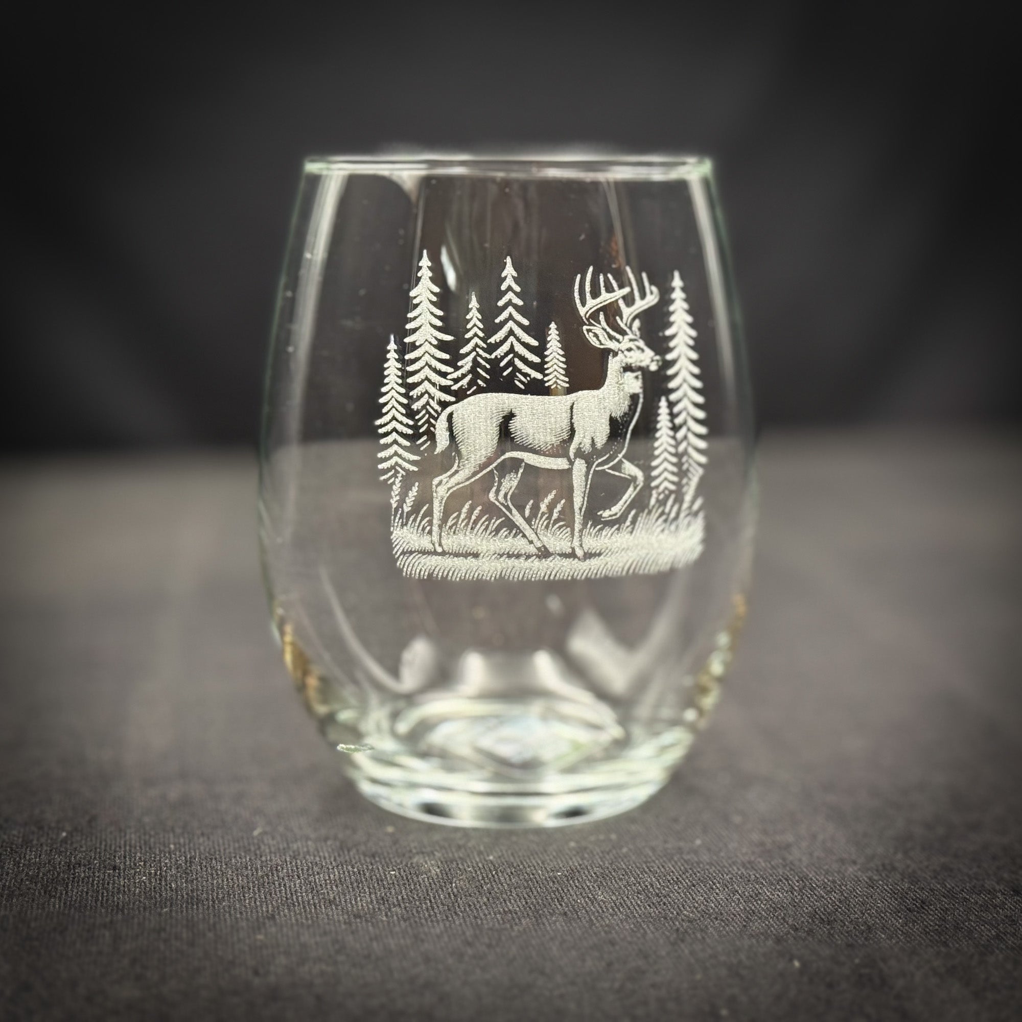 Deer in a Forest - 15 oz Stemless Wine Glass