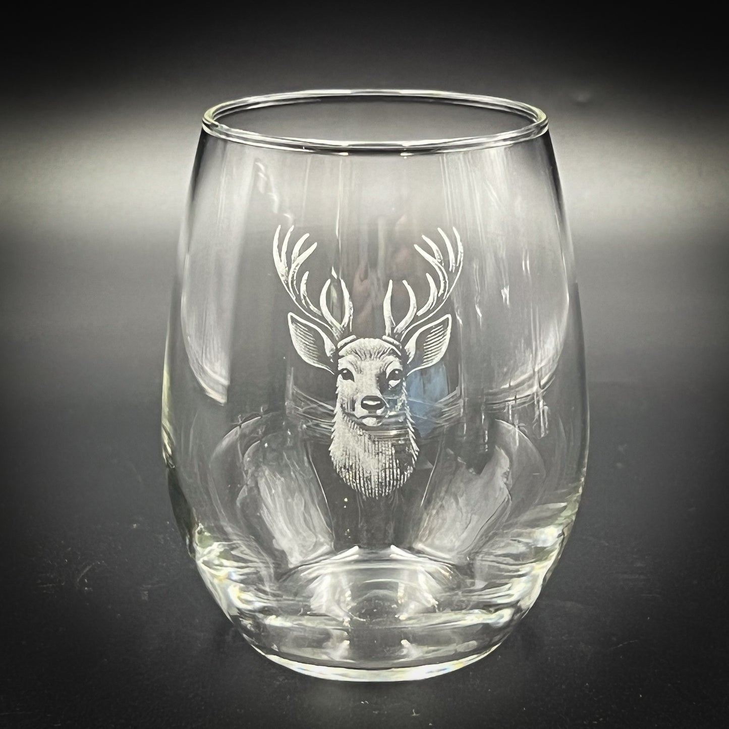 Deer Head Vintage - 15 oz Stemless Wine Glass