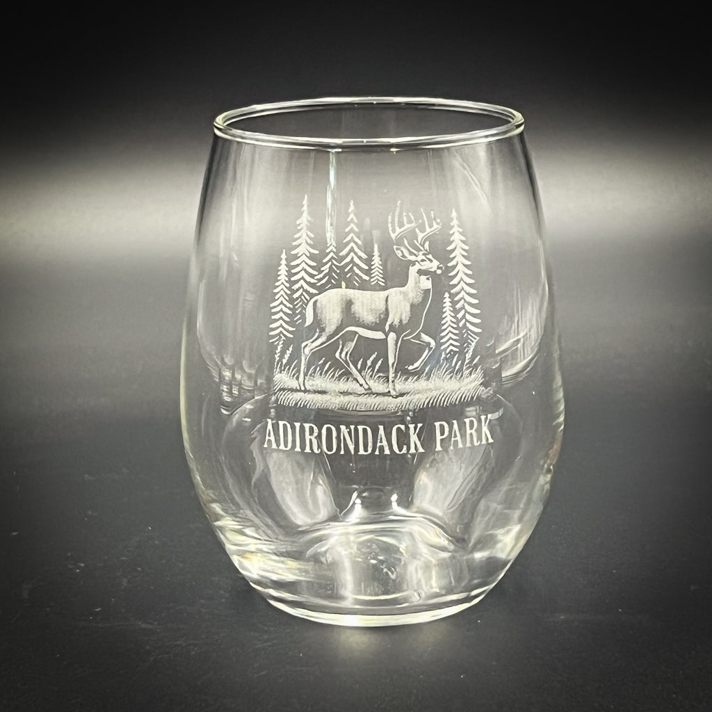Deer in a Forest - 15 oz Stemless Wine Glass