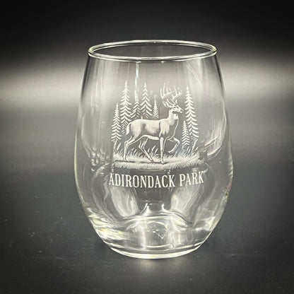 Deer in a Forest - 15 oz Stemless Wine Glass