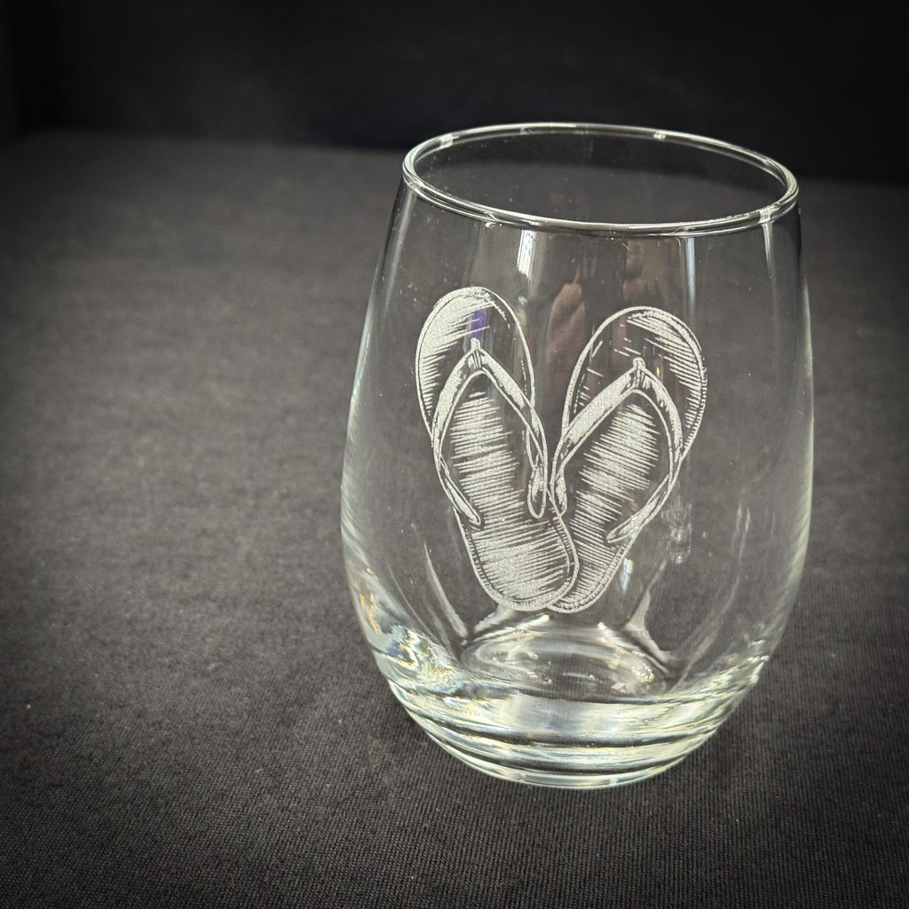 Flip Flops - 15 oz Stemless Wine Glass