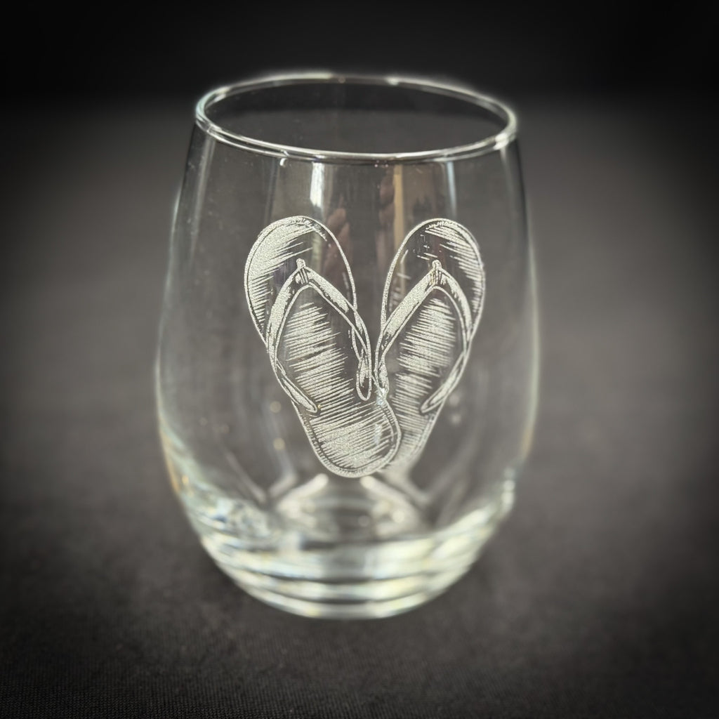 Flip Flops - 15 oz Stemless Wine Glass
