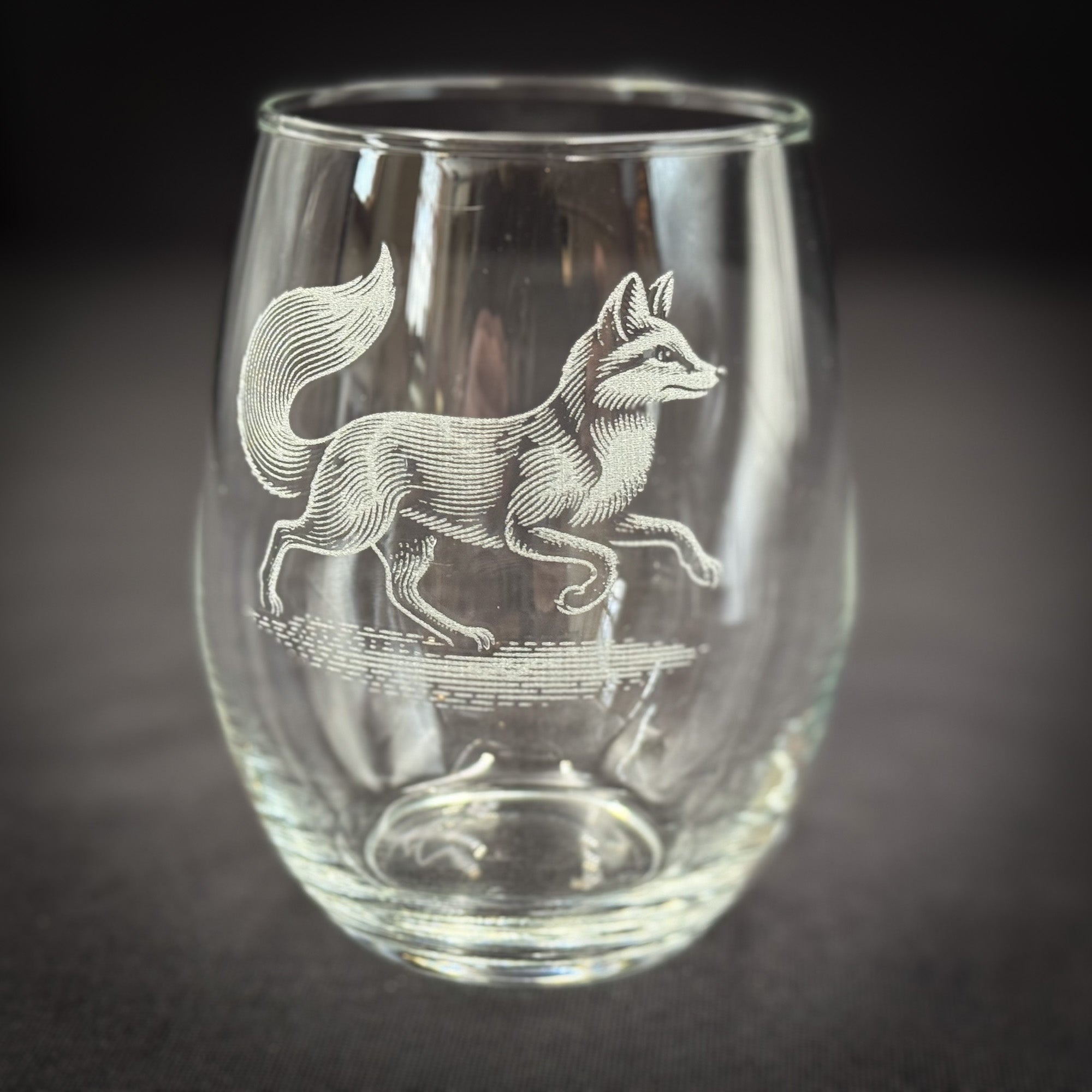 Fox Vintage Style - Stemless Wine Glasses