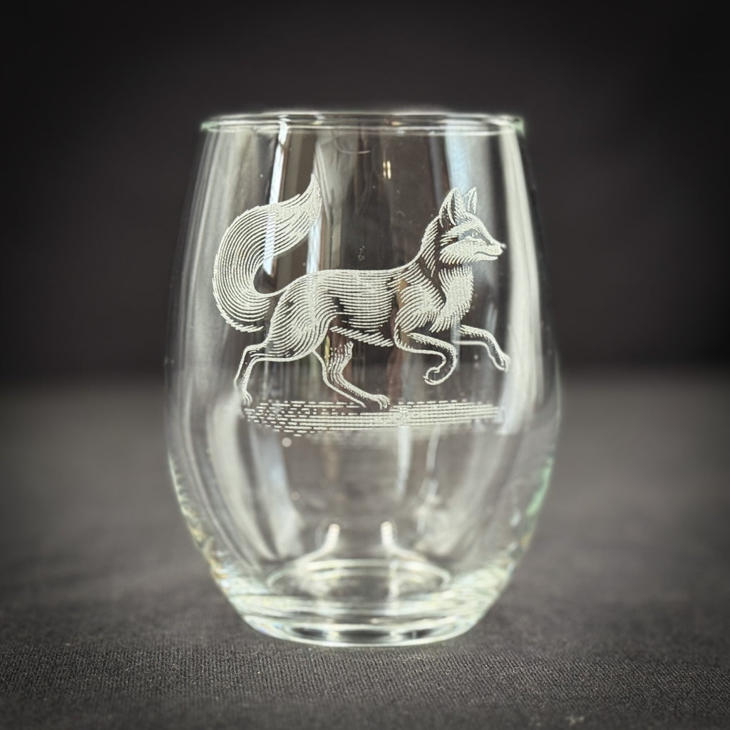 Fox Vintage Style - Stemless Wine Glasses