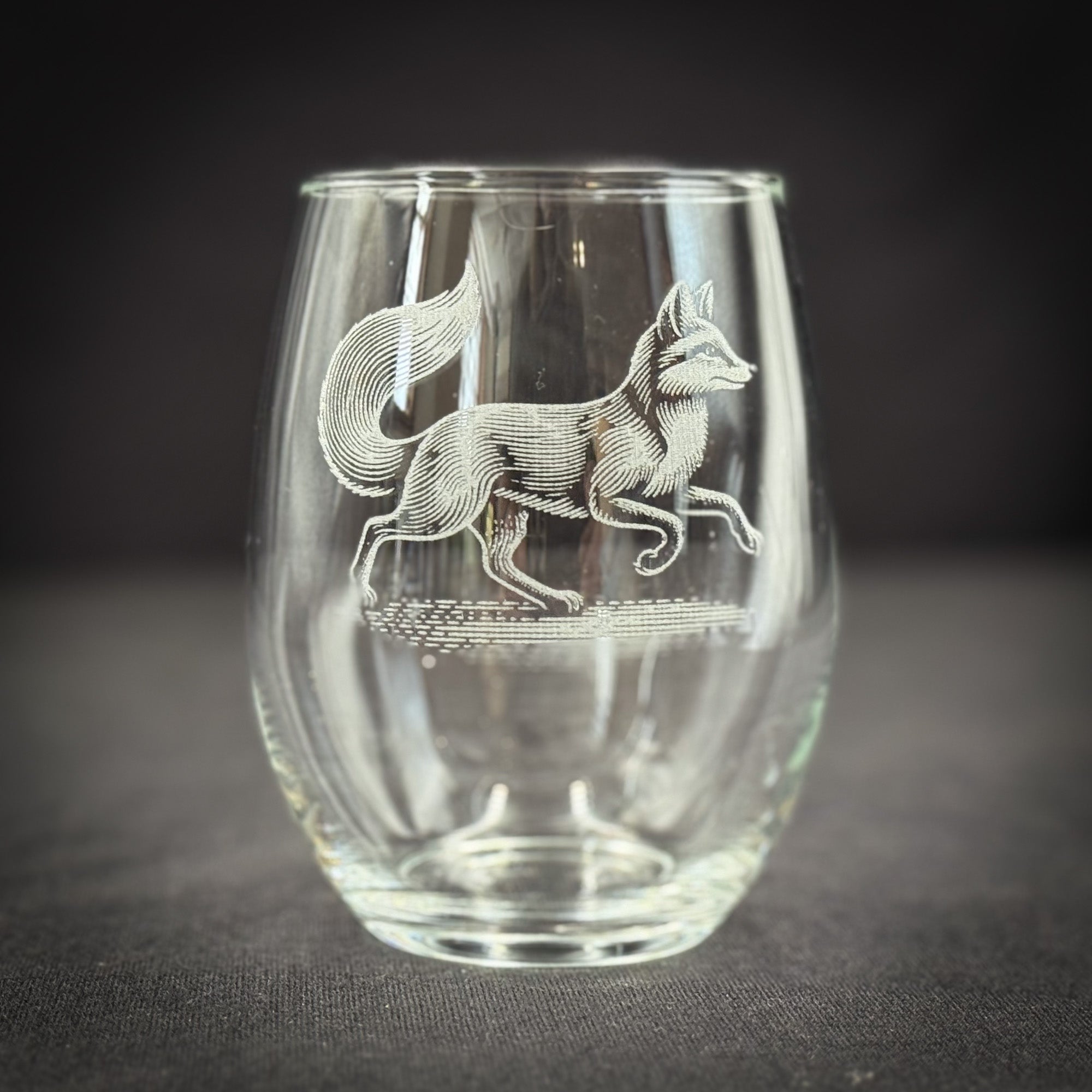 Fox Vintage Style - Stemless Wine Glasses
