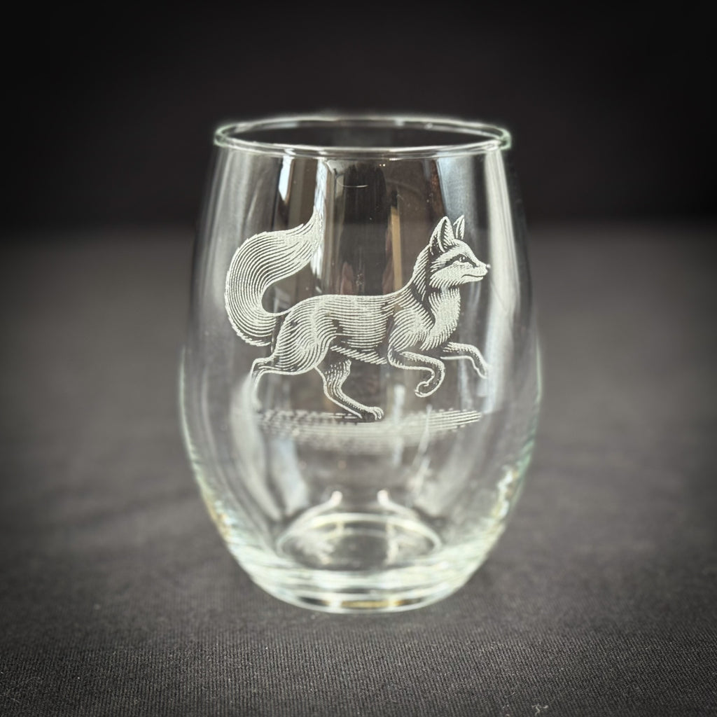 Fox Vintage Style - Stemless Wine Glasses