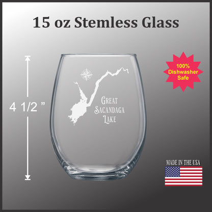 Make My Lake NEW! Vintage 15 oz Stemless Wine Glass