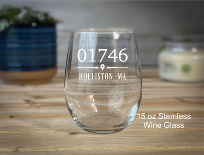 Your Zip Code Stemless Wine Glasses