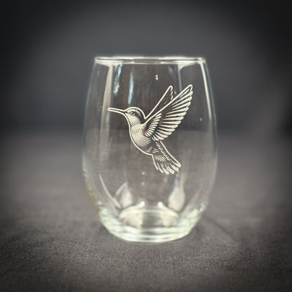 Hummingbird - 15 oz Stemless Wine Glass