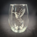 Hummingbird Etching 15 oz Stemless Wine Glass - Dishwasher Safe, 15 oz