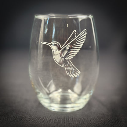 Hummingbird - 15 oz Stemless Wine Glass