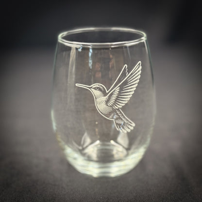 Hummingbird - 15 oz Stemless Wine Glass