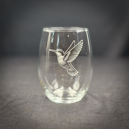 Hummingbird - 15 oz Stemless Wine Glass